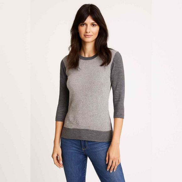 Banana Republic Sweaters - Banana Republic Wool Houndstooth Print Grey Sweater